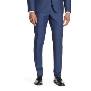 Savile Row Men's Navy Brixton Extra Slim Fit Formal Dress Pants Size 38W 34L